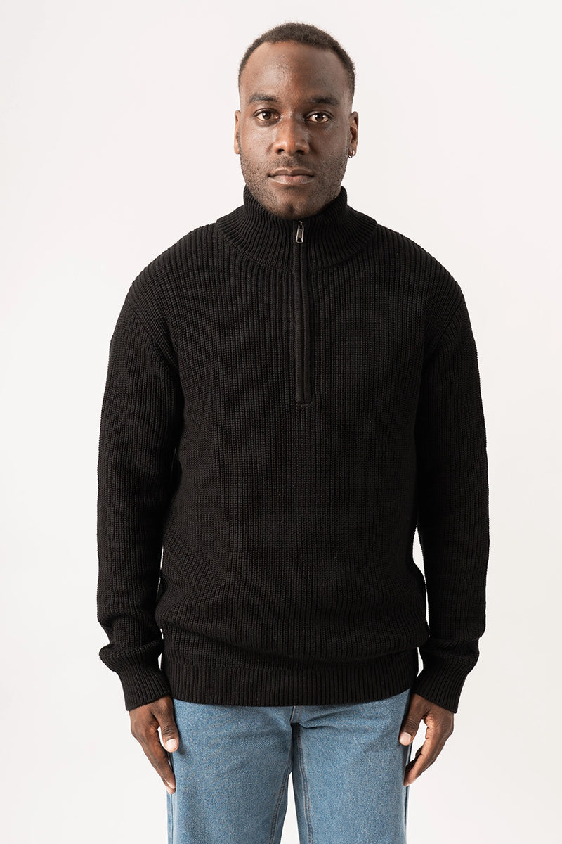 Buy classic half-zip knit sweater in black for men | FRASER