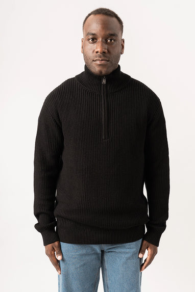 Buy classic half-zip knit sweater in black for men | FRASER